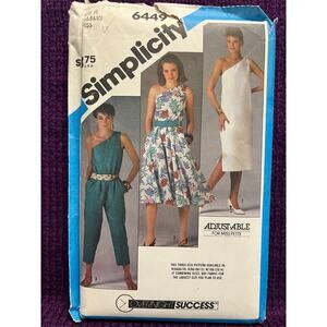 Simplicity 6449 Sewing pattern dress swing skirt jumpsuit one shoulder